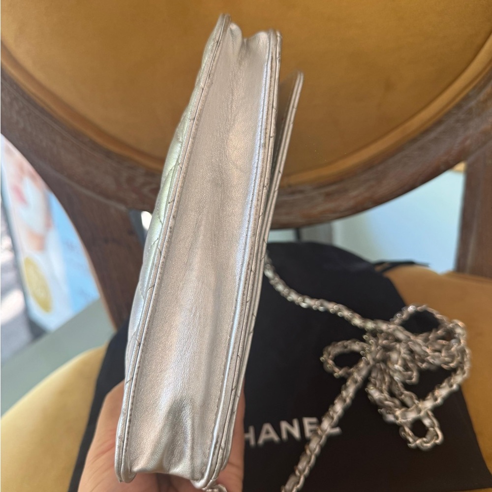 Chanel Metallic Silver Clutch with Chain - Picture 6 of 6